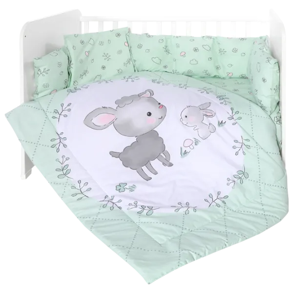 Детское постельное бельё Lorelli Lily Set Ranforce Lamb (20800144101) Хлопок/ Зелёный photo 1