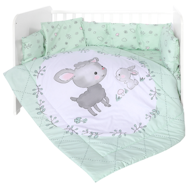 Детское постельное бельё Lorelli Lily Set Ranforce Lamb (20800144101) Хлопок/ Зелёный photo 1