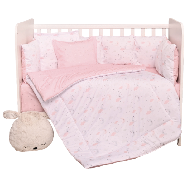 Детское постельное бельё Lorelli Lily Set Ranforce Moons & Stars (20800145201) Хлопок/ Розовый photo 1