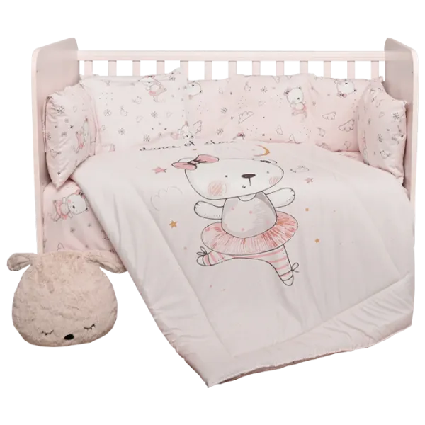 Детское постельное бельё Lorelli Trend Set Ranforce Ballerina Bear (20800055101) Хлопок/ Розовый photo 1