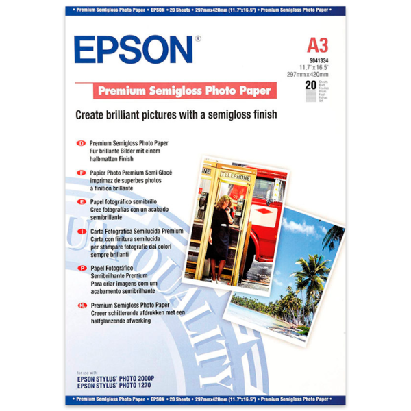 Hârtie foto pentru imprimante Inkjet Epson Premium Semigloss Photo Paper 251 g/ m² (20 foi) Semigloss/ A3/ White photo 1 Hârtie foto pentru imprimante Inkjet Epson Premium Semigloss Photo Paper 251 g/ m² (20 foi) Semigloss/ A3/ White photo 1