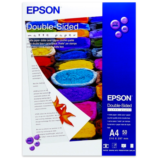 Hârtie foto pentru imprimante Inkjet Epson Double-Sided Matte Photo Paper 178 g/ m² (50 foi) Mate/ A4/ White photo 1 Hârtie foto pentru imprimante Inkjet Epson Double-Sided Matte Photo Paper 178 g/ m² (50 foi) Mate/ A4/ White photo 1