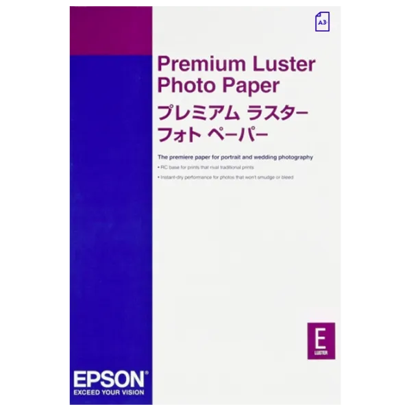 Hârtie foto pentru imprimante Inkjet Epson Premium Luster Photo Paper 235 g/ m² (100 foi) Gloss/ A3+/ White photo 1 Hârtie foto pentru imprimante Inkjet Epson Premium Luster Photo Paper 235 g/ m² (100 foi) Gloss/ A3+/ White photo 1