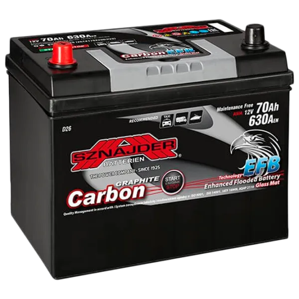 Авто аккумулятор Sznajder Carbon EFB 630 70 Left 630A photo 1