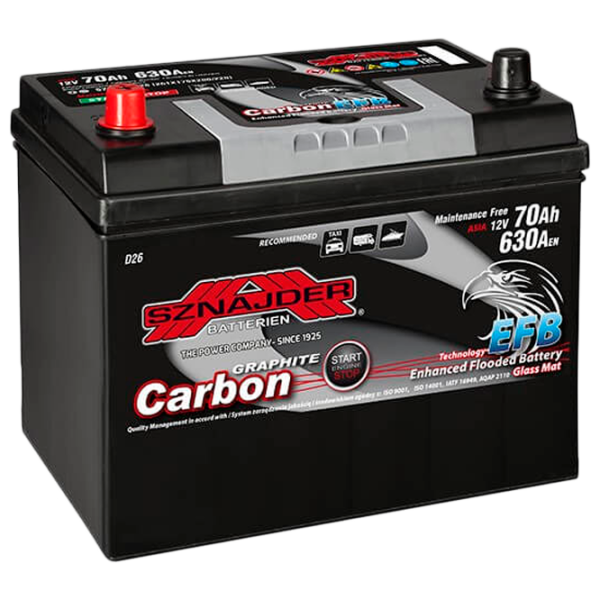 Авто аккумулятор Sznajder Carbon EFB 630 70 Left 630A photo 1