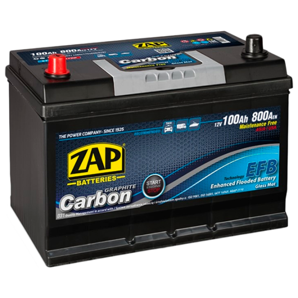 Авто аккумулятор Zap Carbon EFB 600 47 Left 800 AA photo 1