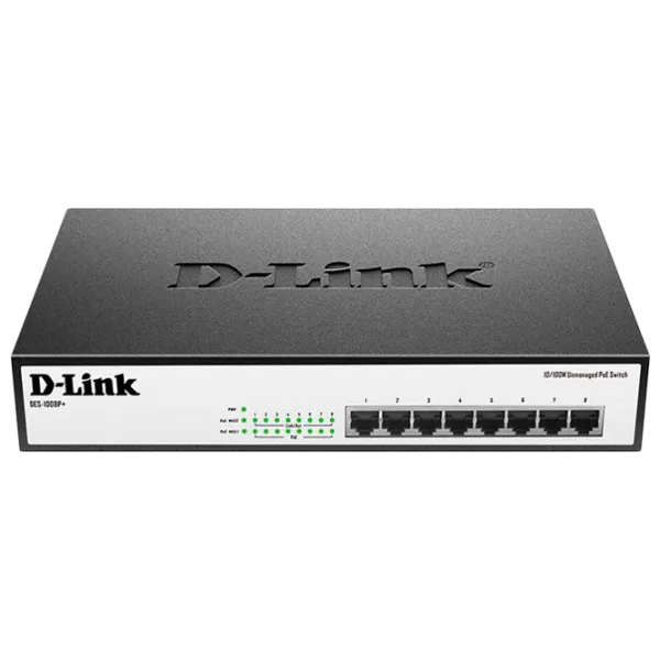 Switch D-Link DES-1008P+/ A1A Черный photo 1