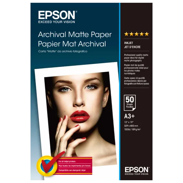 Фотобумага для принтеров Струйный Epson Archival Matte Paper (50 листов) Матовый/ A3+/ Белый photo 1