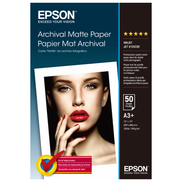 Фотобумага для принтеров Струйный Epson Archival Matte Paper (50 листов) Матовый/ A3+/ Белый photo 1