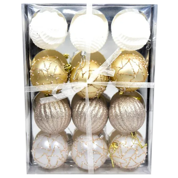 Jucării pentru brad Global Christmas DS4985 8 cm/ White, silver, gold photo 1
