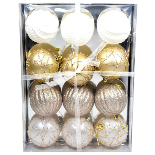 Jucării pentru brad Global Christmas DS4985 8 cm/ White, silver, gold photo 1