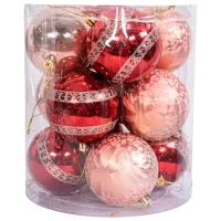 Игрушки для ёлки Global Christmas DS7692 8 см/ Розовый, красный