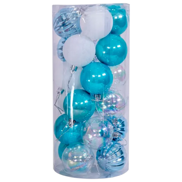 Jucării pentru brad Global Christmas DS8256 6 cm/ White, blue photo 1