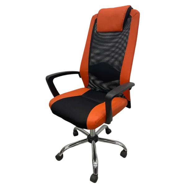 Fotoliu de birou ART Dakar Plus  Plasă acrilică, piele artificială/ Orange Black photo 1