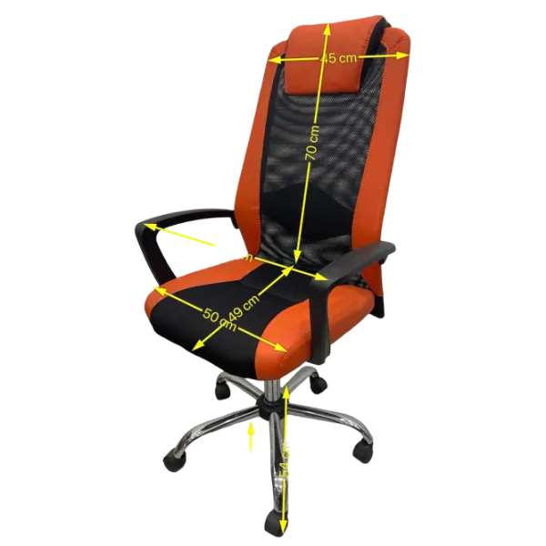 Fotoliu de birou ART Dakar Plus  Plasă acrilică, piele artificială/ Orange Black photo 2
