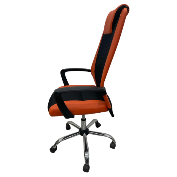 Fotoliu de birou ART Dakar Plus  Plasă acrilică, piele artificială/ Orange Black photo 5