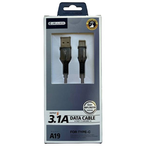 Кабель для телефона A19 Jellico USB Type-A + USB Type-C 1 м/ Серый photo 1