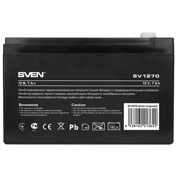 Аккумуляторная батарея для ИБП Sven SV1270 12 В 7 Ач Черный photo 1