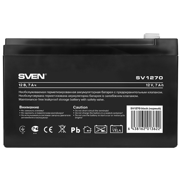 Аккумуляторная батарея для ИБП Sven SV1270 12 В 7 Ач Черный photo 1