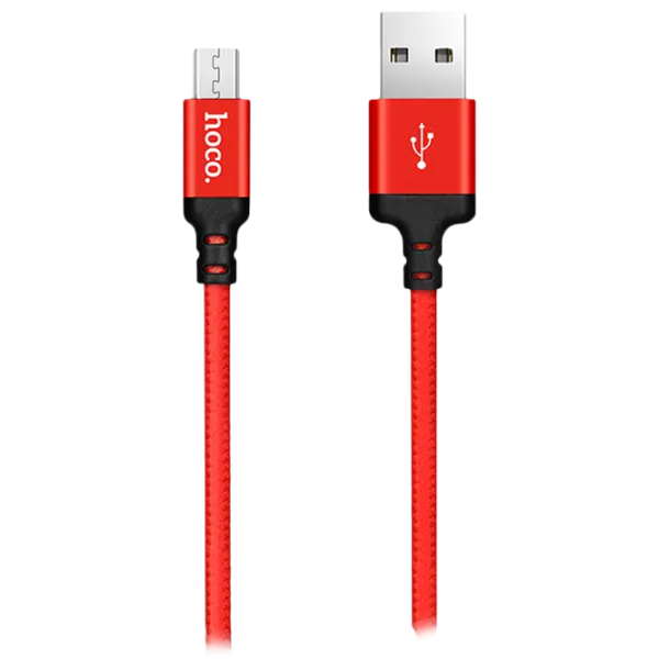 Cablu pentru telefon X14 Hoco USB Type-A + microUSB 1 m/ Red photo 1