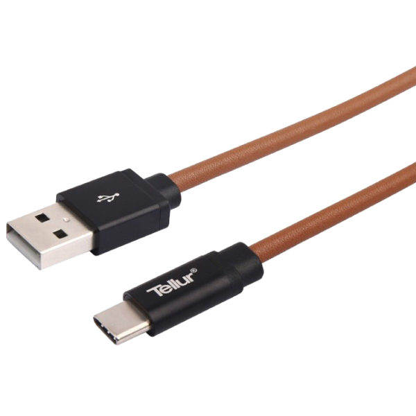 Cablu pentru telefon TLL155341 Tellur USB Type-A + USB Type-C 1 m/ Brown photo 1