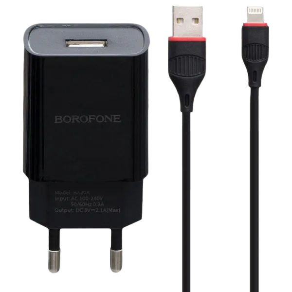 Сетевое зарядное устройство Borofone BA20A Черный photo 1 Сетевое зарядное устройство Borofone BA20A Черный photo 1