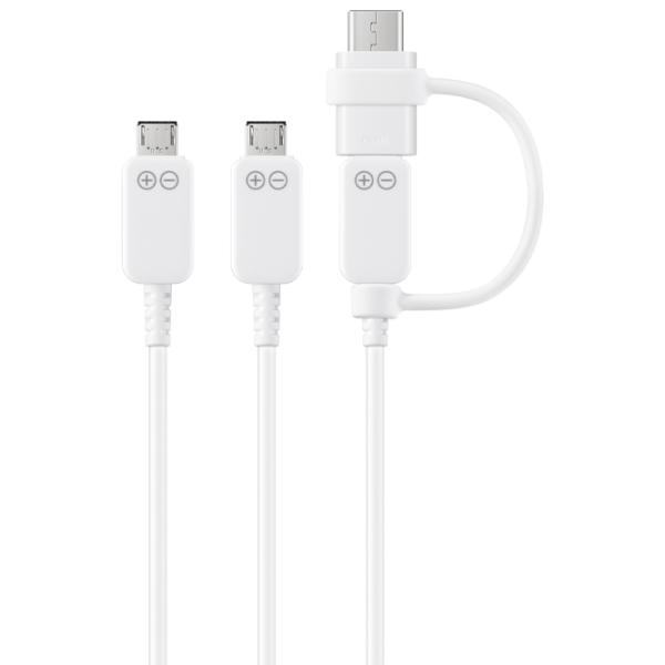 Cablu pentru telefon EP-MN930 Samsung USB Type-A + 2 x microUSB, USB Type-C 1.3 m/ White photo 1