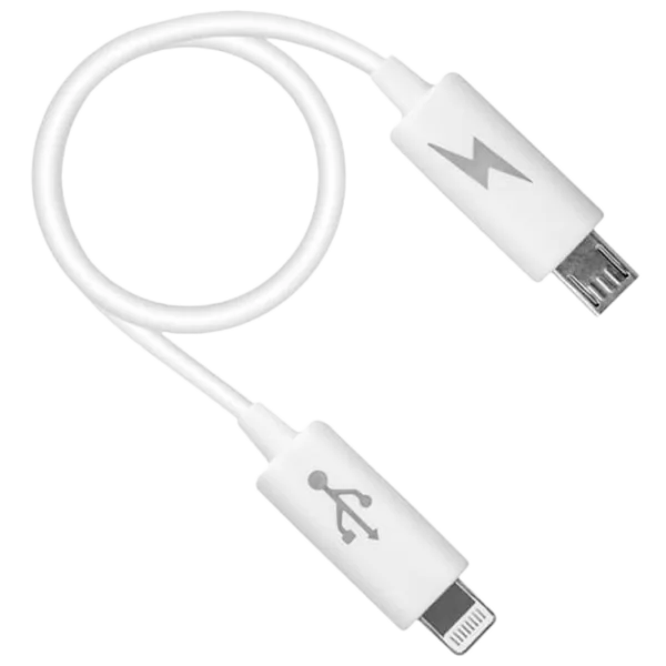 Cablu pentru telefon OTG Forever microUSB + Lightning 0.1 m/ White photo 1