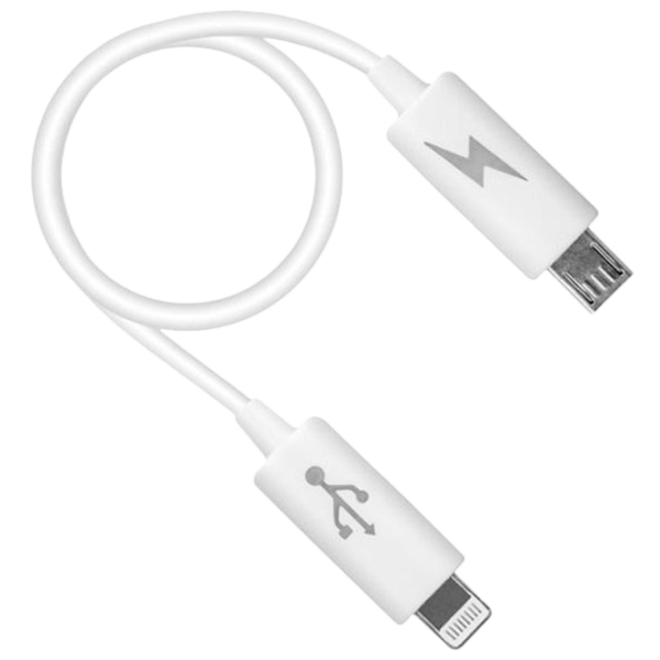 Cablu pentru telefon OTG Forever microUSB + Lightning 0.1 m/ White photo 1
