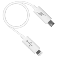 Cablu pentru telefon OTG Forever microUSB + Lightning 0.1 m/ White