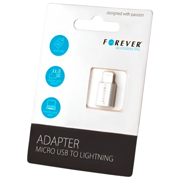 Адаптер microUSB/ 8-pin Forever microUSB + Lightning Белый photo 1