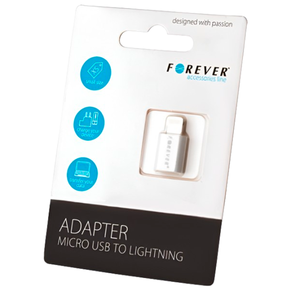 Адаптер microUSB/ 8-pin Forever microUSB + Lightning Белый photo 1