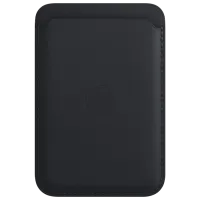 Чехол-бумажник Apple iPhone 12 - 14 All Apple/ MagSafe Back/ Кожа/ Midnight Черный