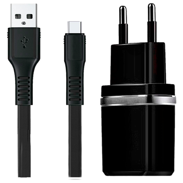 Încărcător de rețea Rival 2USB 2.4A (Type-C) 2.4 A/ Black photo 1