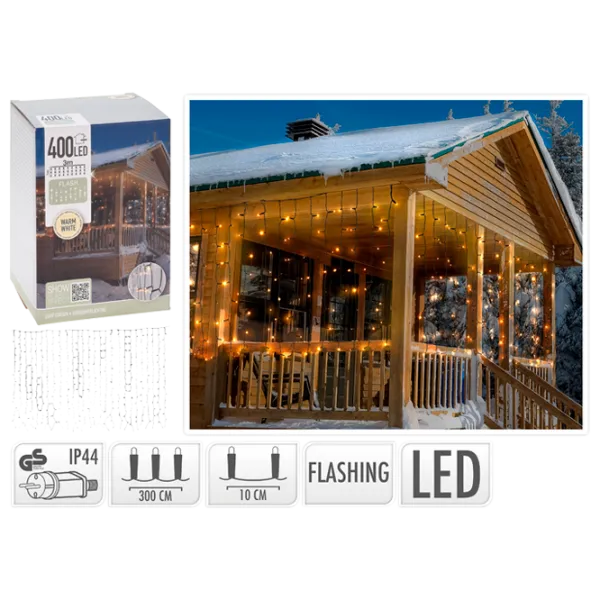 Luminițe decorative Christmas 43458 Cortina/ Alb cald photo 1