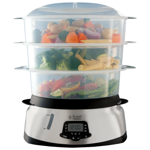 Пароварка Russell Hobbs Maxi Cook 23560-56 1000 Вт/ Нержавеющая сталь photo 1 Пароварка Russell Hobbs Maxi Cook 23560-56 1000 Вт/ Нержавеющая сталь photo 1