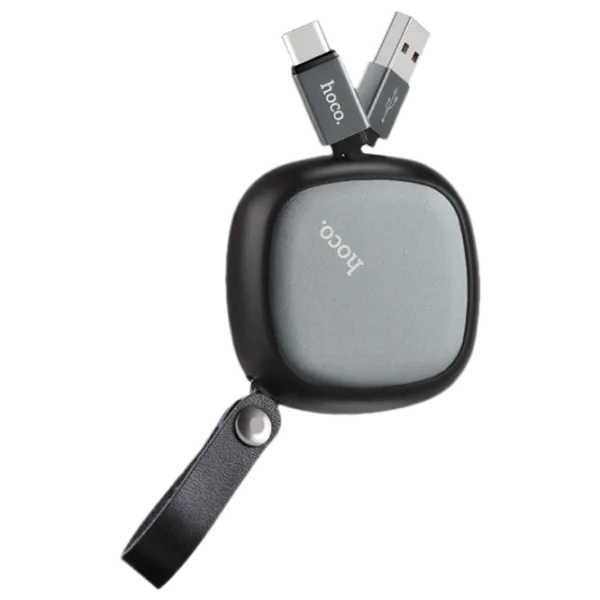 Cablu USB U33 Retractable Hoco USB Type-A + USB Type-C 0.9 m/ Black photo 1