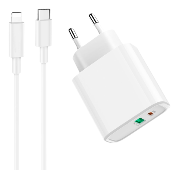 Сетевое зарядное устройство EVO USB QC3.0 + PD Type-C 2 A/ Белый photo 1