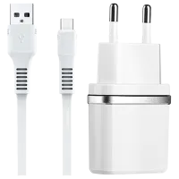 Сетевое зарядное устройство Rival 2USB 2.4A (Type-C) 2.4 А/ Белый