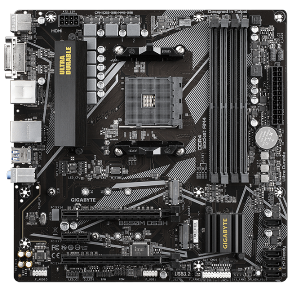 Материнская плата Gigabyte B550M DS3H 1.0 mATX/ AMD B550 photo 1 Материнская плата Gigabyte B550M DS3H 1.0 mATX/ AMD B550 photo 1