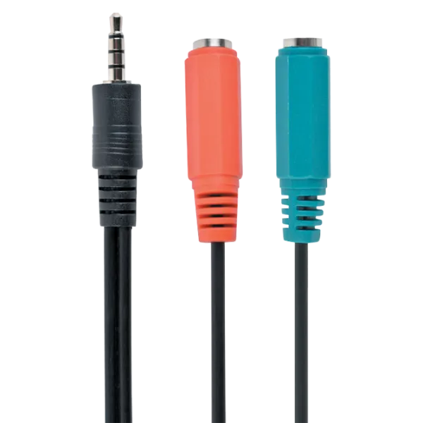 Cablu audio Cablexpert 3.5 mm + 2 x 3.5 mm 0.2 m/ Black photo 1