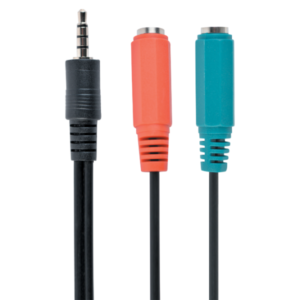Cablu audio Cablexpert 3.5 mm + 2 x 3.5 mm 0.2 m/ Black photo 1