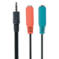 Аудио кабель Cablexpert 3.5 mm + 2 x 3.5 mm 0.2 m/ Черный