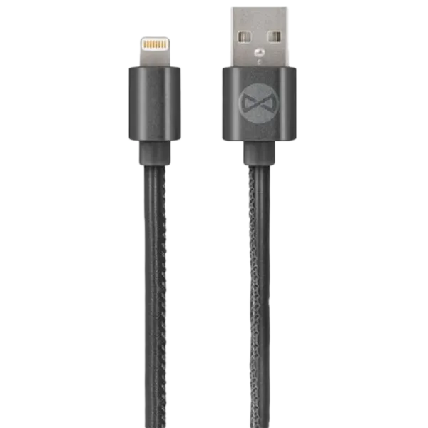 Кабель USB Leather Forever USB Type-A + Lightning 1 м/ Черный photo 1