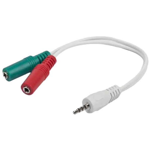Cablu audio Cablexpert 3.5 mm + 2 x 3.5 mm 0.2 m/ White photo 1
