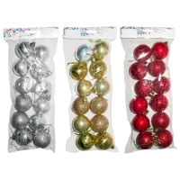 Игрушки для ёлки Christmas 16099 5 см/ Красный, золотой, серебряный
