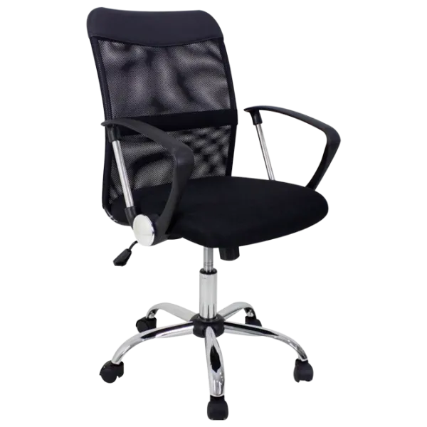 Fotoliu de birou DecoPrim F-68 Plasă acrilică, piele artificială/ Black photo 1