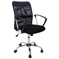 Fotoliu de birou DecoPrim F-68 Plasă acrilică, piele artificială/ Black