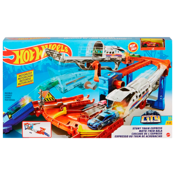 Pistă auto Hot Wheels Stunt Train Express GRW38 Multicolor photo 1 Pistă auto Hot Wheels Stunt Train Express GRW38 Multicolor photo 1
