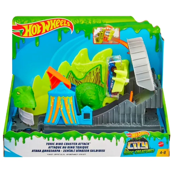 Pistă auto Hot Wheels Toxic Dino Coaster Attack GTT68 Multicolor photo 1 Pistă auto Hot Wheels Toxic Dino Coaster Attack GTT68 Multicolor photo 1